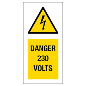 Danger 230 Volts Labels On A Roll - Portrait