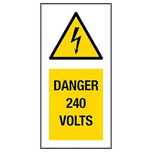 Danger 240 Volts Labels On A Roll - Portrait