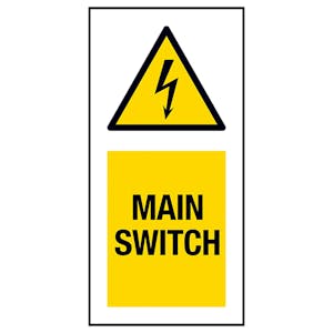 Main Switch Labels On A Roll - Portrait