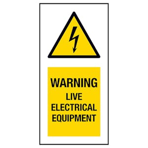 Warning Live Electrical Equipment Labels On A Roll - Portrait