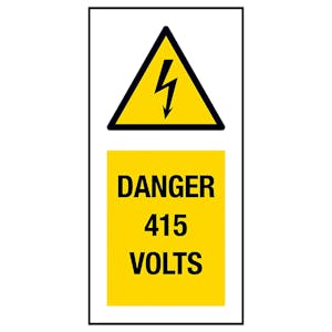 Danger 415 Volts Labels On A Roll - Portrait