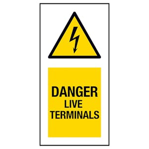 Danger Live Terminals Labels On A Roll - Portrait