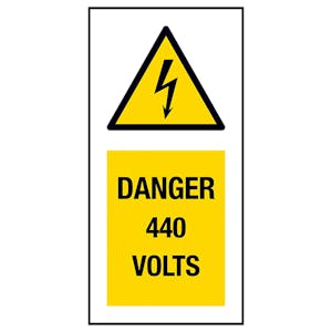 Danger 440 Volts Labels On A Roll - Portrait