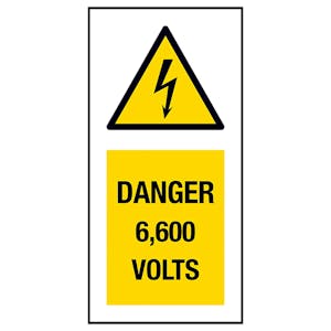 Danger 6,600 Volts Labels On A Roll - Portrait