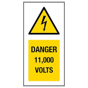 Danger 11,000 Volts Labels On A Roll - Portrait