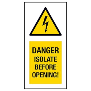 Danger Isolate Before Opening! Labels On A Roll - Portrait