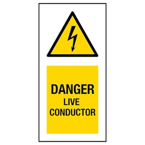 Danger Live Conductor Labels On A Roll - Portrait