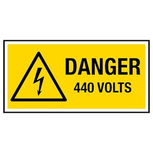 Danger 440 Volts Labels On A Roll - Landscape