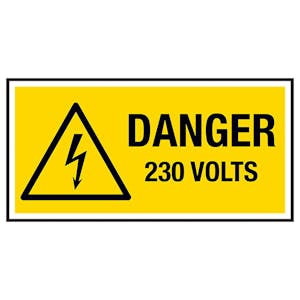 Danger 230 Volts Labels On A Roll - Landscape