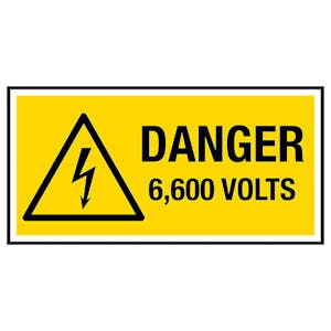 Danger 6,600 Volts Labels On A Roll - Landscape