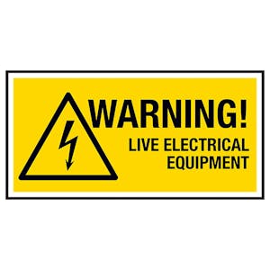 Warning! Live Electrical Equipment Labels On A Roll - Landscape