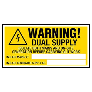 Warning! Dual Supply...Generator...Labels On A Roll