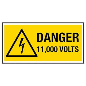 Danger 11,000 Volts Labels On A Roll - Landscape