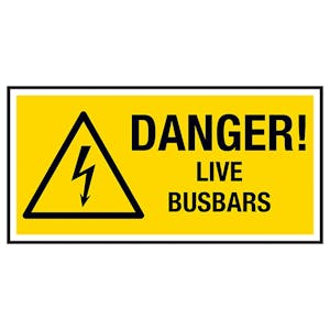 Danger! Live Busbars Labels On A Roll - Landscape