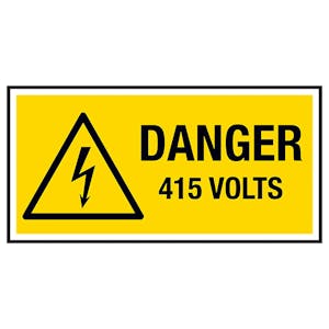 Danger 415 Volts Labels On A Roll - Landscape