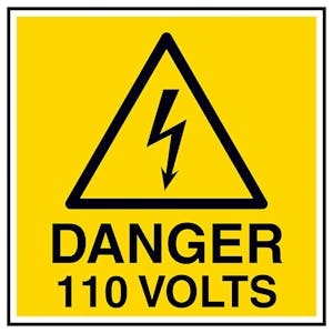 Danger 110 Volts Square Labels On A Roll