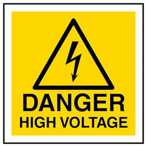 Danger High Voltage Square Labels On A Roll