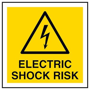 Electric Shock Risk Square Labels On A Roll