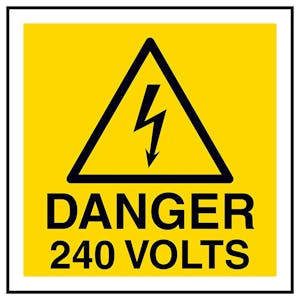 Danger 240 Volts Square Labels On A Roll