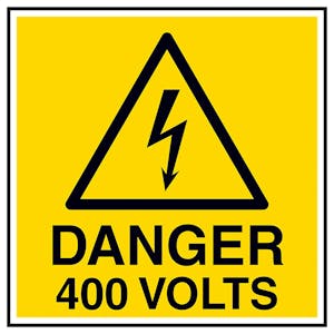 Danger 400 Volts Square Labels On A Roll