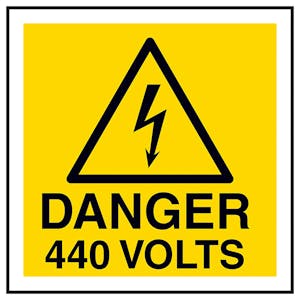 Danger 440 Volts Square Labels On A Roll