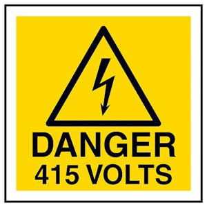 Danger 415 Volts Square Labels On A Roll