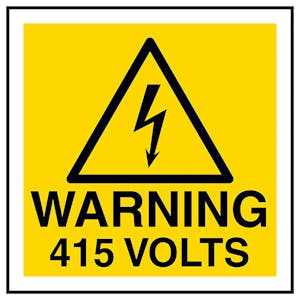 Warning 415 Volts Square Labels On A Roll