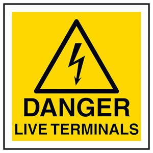 Danger Live Terminals Square Labels On A Roll