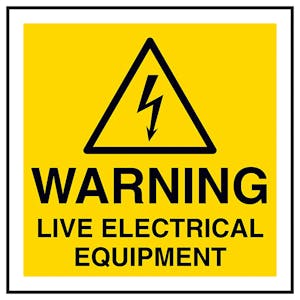 Warning Live Electrical Equipment Square Labels On A Roll