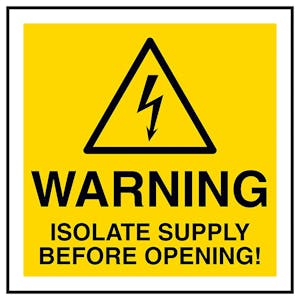 Warning! Isolate Supply Before Opening! Labels On A Roll