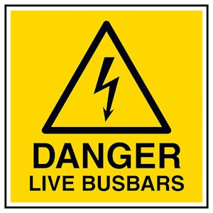 Danger Live Busbars Square Labels On A Roll