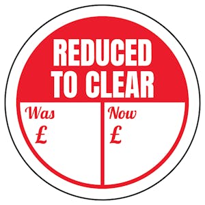 Reduced To Clear - Was / Now Circular Labels On A Roll