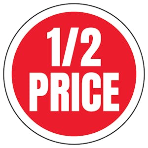 1/2 Price Circular Labels On A Roll