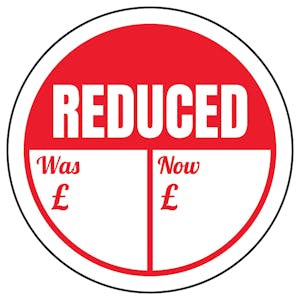 Reduced - Was / Now Circular Labels On A Roll