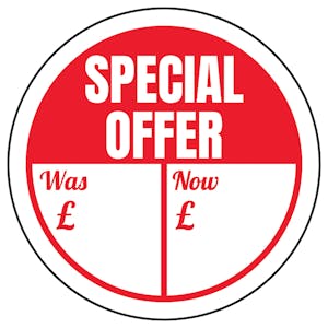 Special Offer - Was / Now Circular Labels On A Roll