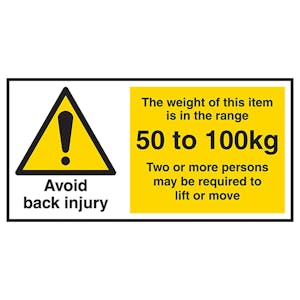 Avoid Back Injury - Weight Of This Item 50 To 100kg Labels On A Roll