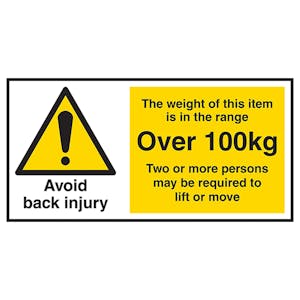 Avoid Back Injury - Weight Of This Item Over 100kg Labels On A Roll