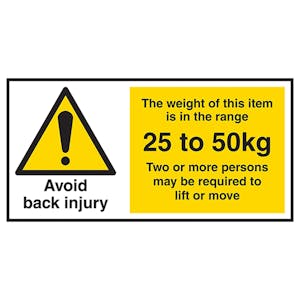 Avoid Back Injury - Weight Of This Item 25 To 50kg Labels On A Roll