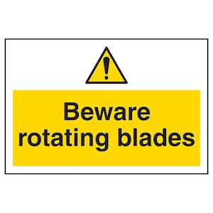 Beware Rotating Blades Labels On A Roll - Landscape