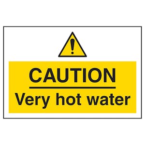 Caution Very Hot Water Labels On A Roll - Landscape