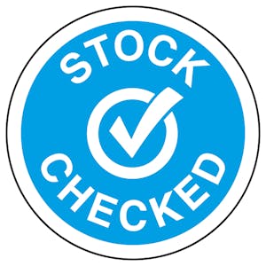 Stock Checked Blue Circular Labels On A Roll