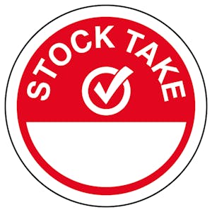 Stock Take Write-On Red Circular Labels On A Roll