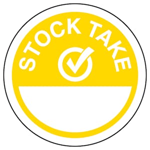 Stock Take Write-On Yellow Circular Labels On A Roll