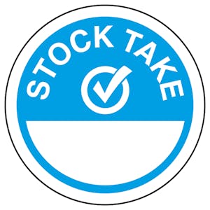 Stock Take Write-On Blue Circular Labels On A Roll