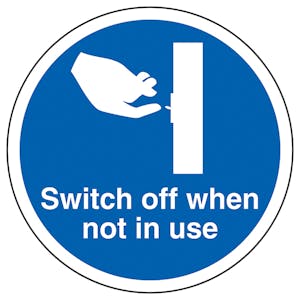 Switch Off When Not In Use Circular Labels On A Roll