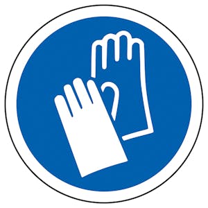 Hand Protection Symbol Circular Labels On A Roll