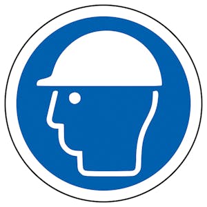 Safety Helmet Symbol Circular Labels On A Roll