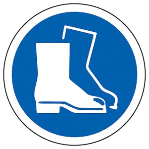 Safety Boots Symbol Circular Labels On A Roll