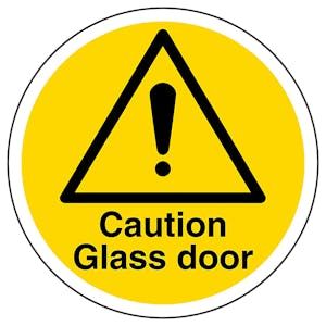 Caution Glass Door Circular Labels On A Roll