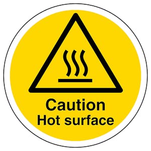 Caution Hot Surface Circular Labels On A Roll